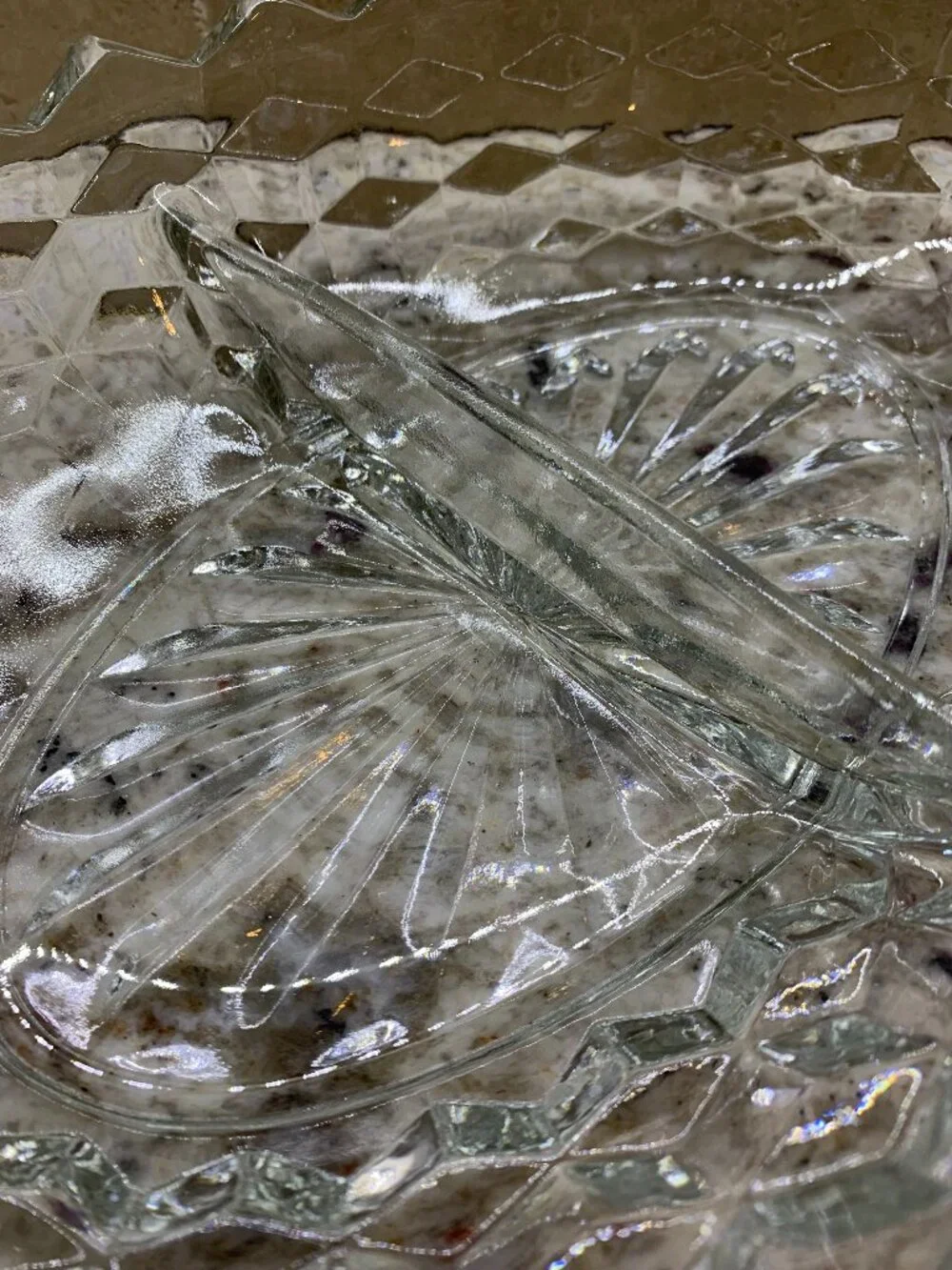 Vintage Fostoria American 2-part divided oval relish dish